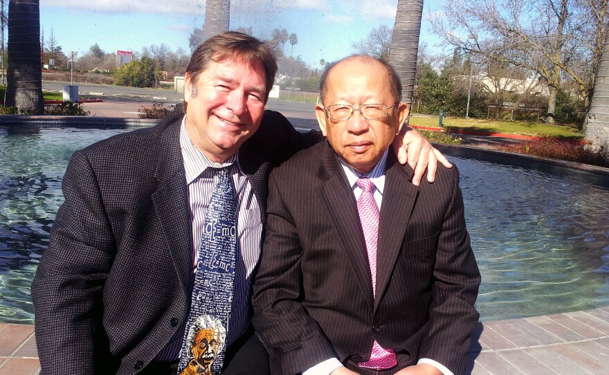 Mike Williams (left) was homeless and broke in Sacramento, Calif., when he met Dr. Jong Chen. Now the two men are working together to develop a portable housing pod for the homeless.