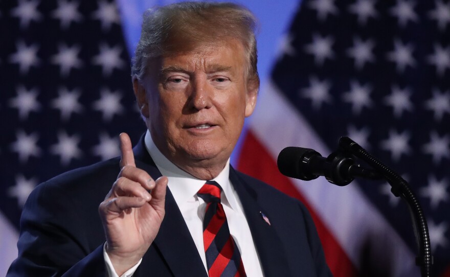 President Trump speaks to the media at a news conference on the second day of the 2018 NATO Summit Thursday in Brussels.