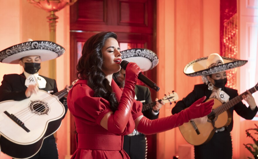 Camila Cabello pays tribute to her Mexican heritage in a spirited rendition of “I’ll Be Home For Christmas” accompanied by Mariachi Herencia de México.