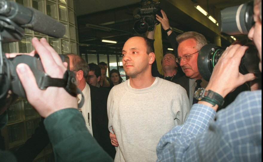 Andrew Urdiales is shown in custody Friday, April 25, 1997, at Area 2 police headquarters in Chicago. 