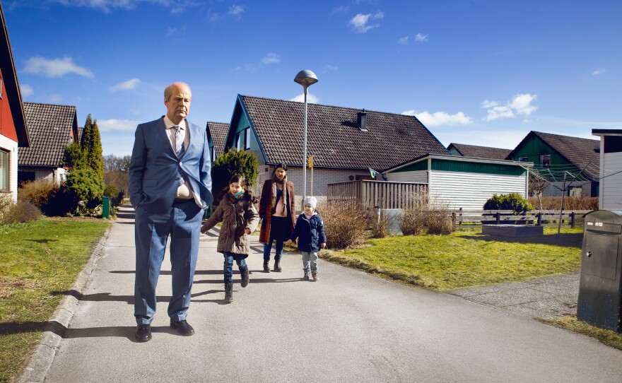Rolf Lassgård, left, stars as a grouchy widower in <em>A Man Called Ove, </em>which opens Friday in U.S. theaters.