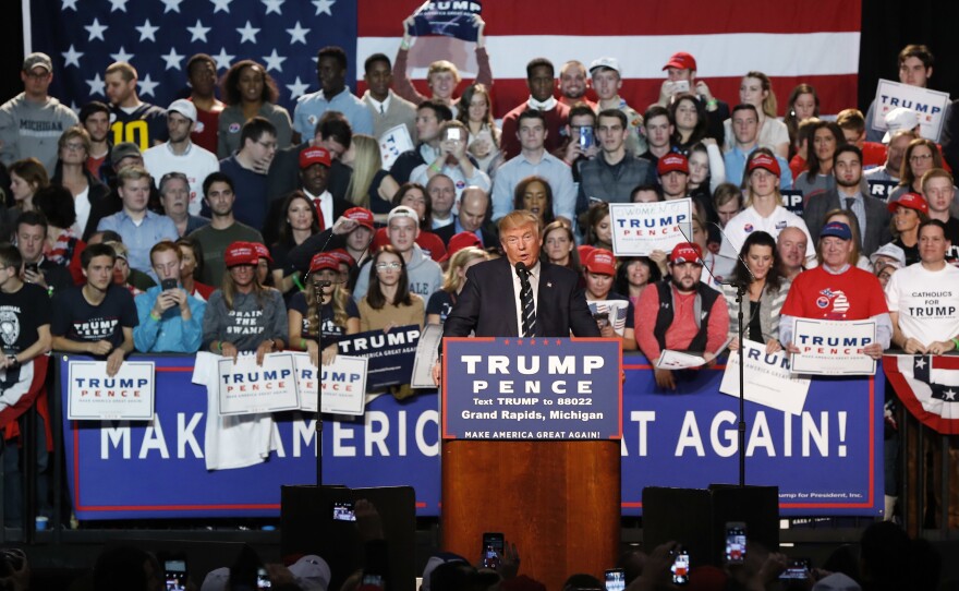 Donald Trump campaigns in Grand Rapids early on Election Day 2016, the final rally of the campaign. Trump may finish out his 2020 campaign in Grand Rapids on Monday night.