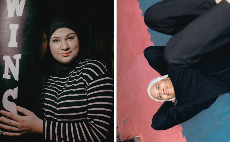 On the left : Fatima, trains in jiu jitsu in Bourj el Barajneh Camp "Life is hard, but I love it, and I love to joke and laugh! I want to finish school and start university outside the camp. I am so excited and I am ready for that challenge with the support of my dad."