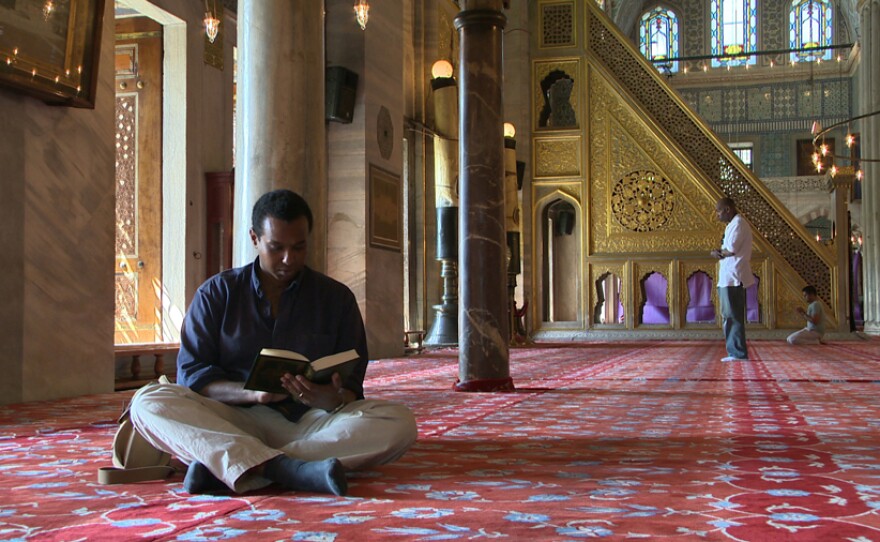 Journalist and author Rageh Omaar visits the Blue Mosque in Istanbul, Turkey.