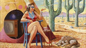 "Lady In Waiting" by Native American artist Robert Freeman and on view at the Mingei International Museum. 