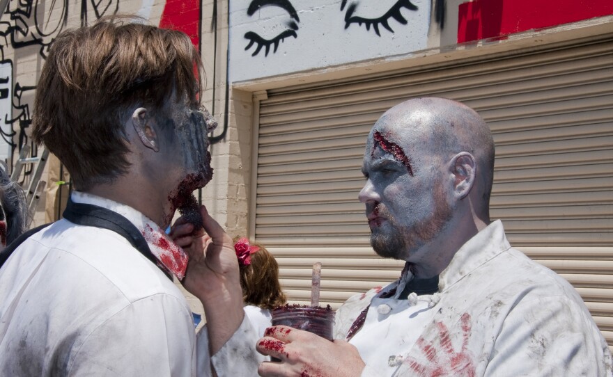 One good zombie turn deserves another, Andy Trimlett and Lee Dunteman on location for the zombie invasion.