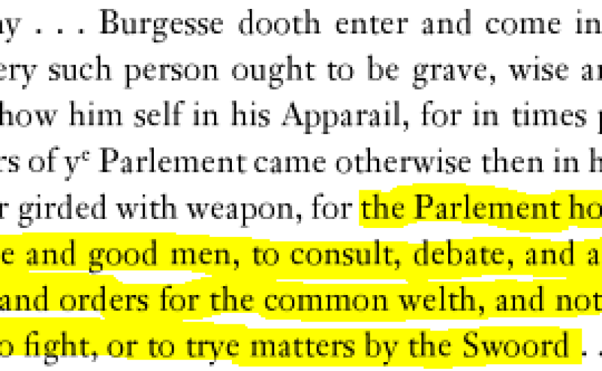 British rules, like the one above banning swords in Parliament, were designed to create civility among lawmakers.