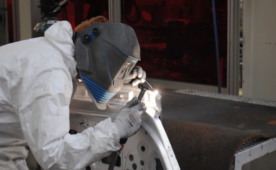 Welding on Bentley frame.