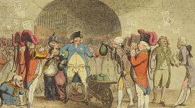 An 18th century political cartoon entitled "A New Way to Pay the National Debt."