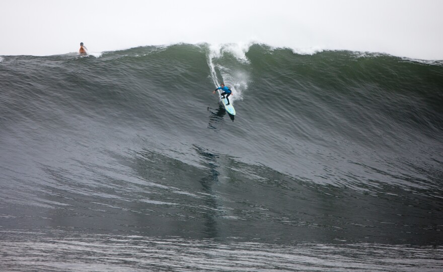 Chris Bertish at work in his other profession: globe-trotting, big-wave surfer.