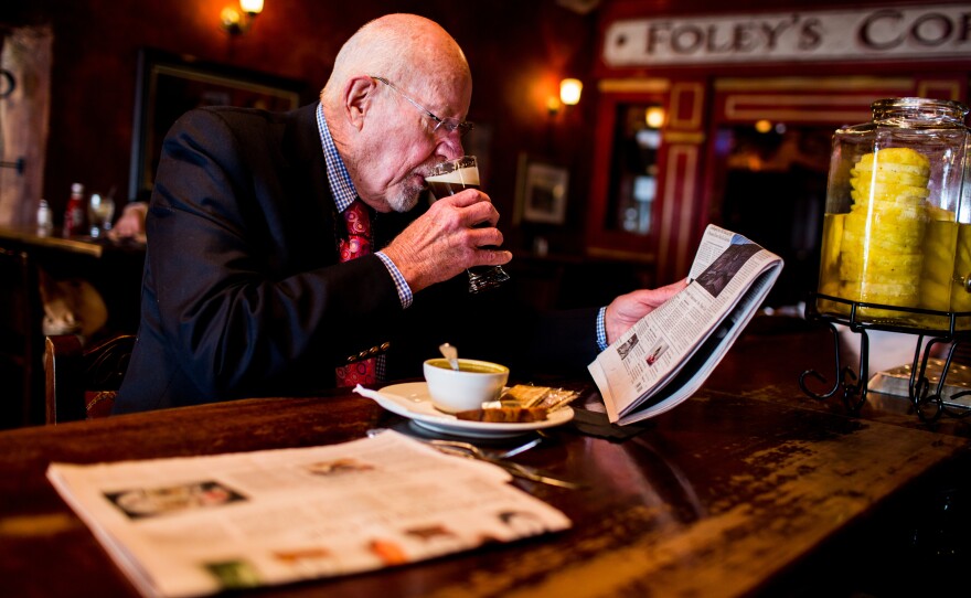 Risser has his usual lunch of soup and beer at an Irish pub across from the state Capitol.