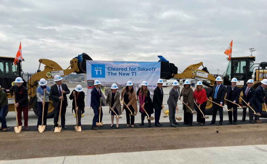 San Diego County Regional Airport Authority and Congressman Scott Peters breaking ground at the San Diego International Airport (SAN) on Dec. 13, 2021.