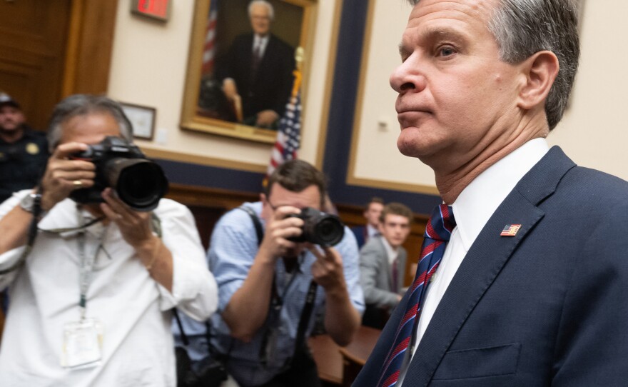 Wray arrives to testify before the House Judiciary Committee.