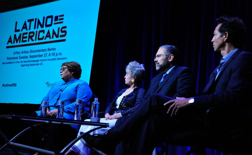 During PBS’ LATINO AMERICANS session at the Television Critics Association Summer Press Tour in Los Angeles, Calif. on Wednesday, August 7, 2013, Benjamin Bratt, Rita Moreno, Ray Suarez and executive producer Adriana Bosch examine the rich and varied history of Latinos in the United States.