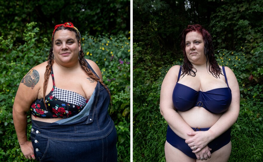 Poet Rachel Wiley and Brooke Sanders pose for photos at Camp Roundup, a body positivity and acceptance camp for women that took place Labor Day weekend in Newark, Ohio.