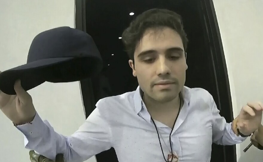 This Oct. 17, 2019 frame grab from video provided by the Mexican government shows Ovidio Guzman Lopez at the moment of his detention, in Culiacan, Mexico. Mexican security forces were forced to release the son of Sinaloa cartel leader Joaquin "El Chapo" Guzman that day after his gunmen shot up the western city of Culiacan.