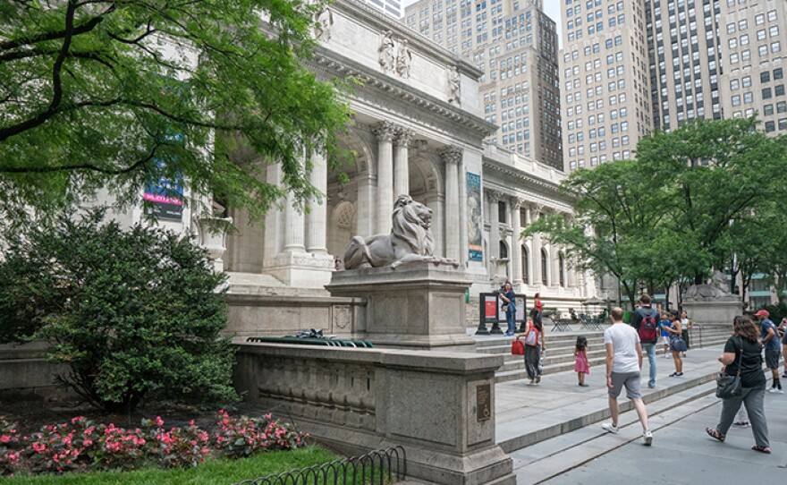 Exterior photo of the New York Public Library.