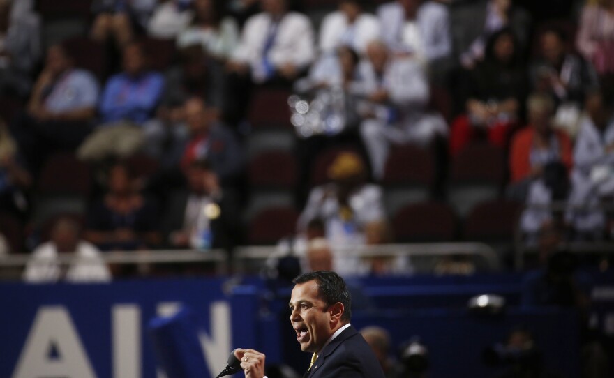 Sen. Ralph Alvarado Jr., a Republican from Kentucky, speaks during the Republican National Convention in Cleveland on Wednesday evening.