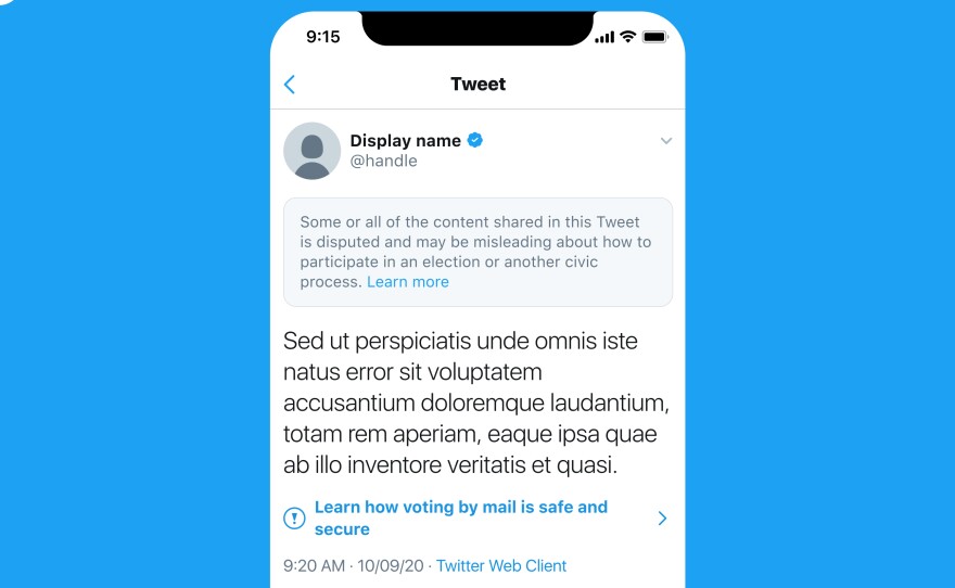 Twitter will add more prominent labels to misleading tweets from U.S. politicians and other high-profile users. Other users won't be able to read them until they click past a warning screen.