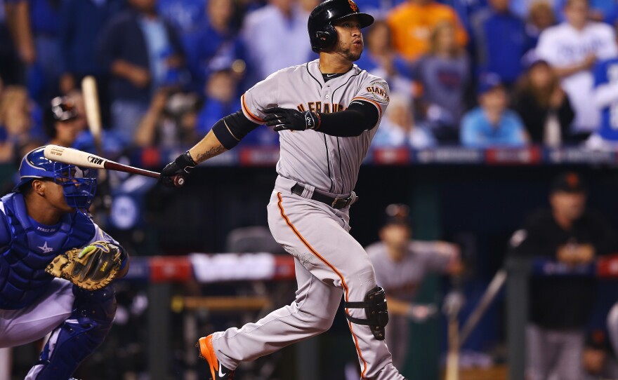 When the Giants' Gregor Blanco hit this solo home run to lead off the World Series' second game, three big parabolic microphones arranged around home plate captured the crack of his bat.