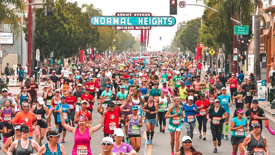 Runners fill Adams Avenue in San Diego during a Rock 'n' Roll half marathon in this undated photo.
