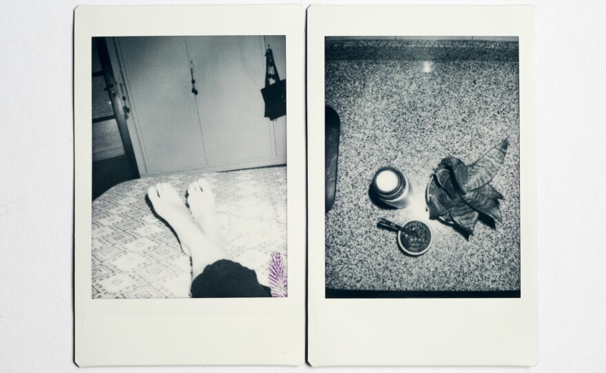 (Left) Lying in bed. (Right) Mate is a typical Argentine drink, which Alonso drinks every day.