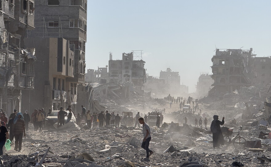 Palestinians returned to the ruins of Gaza City after Israeli forces withdrew and ended their ground operation on the first day of the ceasefire, on Oct. 10, 2025.