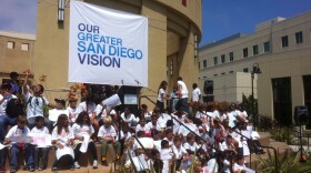 Fifty kids from the South Bay Family YMCA gathered on the San Diego State campus to help kick off Our Greater San Diego Vision, June 15, 2011. 