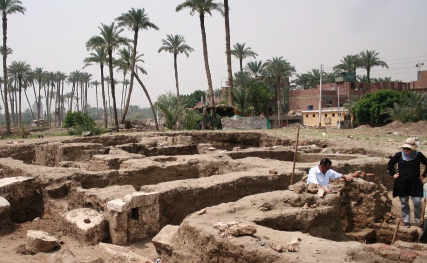 Archaeologists discovered the ancient structure in the Egyptian town of Mit Rahina, the Ministry of Antiquities announced Tuesday.