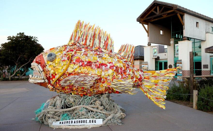 Henry the Fish is one of a group of sculptures made from plastic debris picked up at beaches.