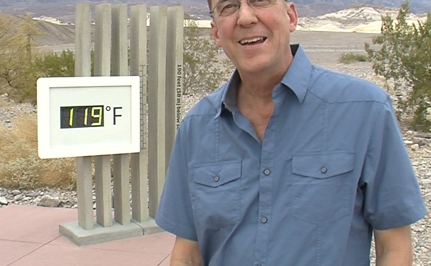 Christopher Burt experiences some of the triple-digit weather he's spent years studying.