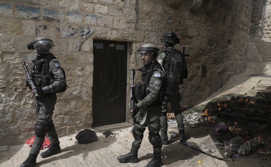 Israeli police is deployed in the Old City of Jerusalem, Sunday, April 17, 2022.
