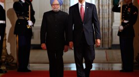 President Obama and Prime Minister Manmohan Singh of India at the state arrival ceremony Tuesday in the East Room of the White House.