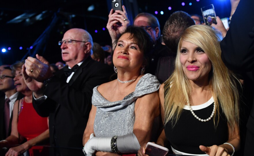 Supporters crowded the Freedom Ball to see President Trump dance with first lady Melania Trump Friday.