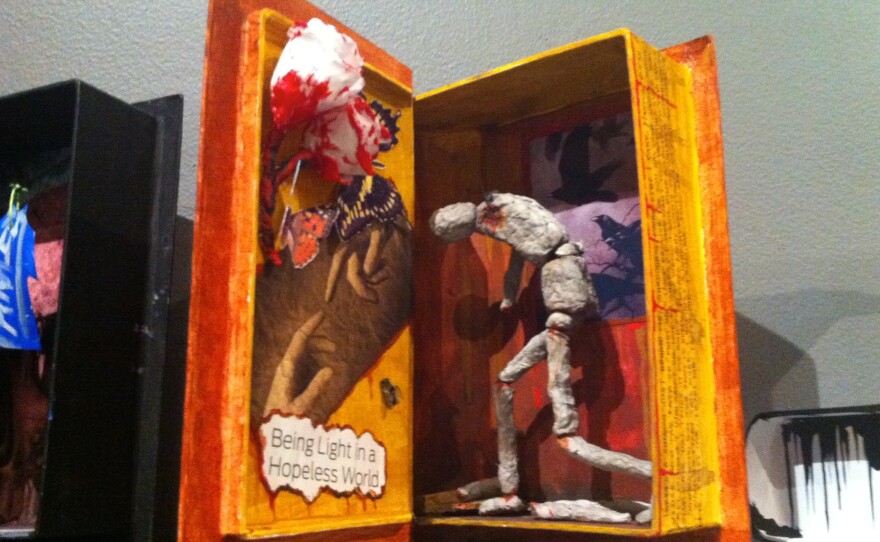 A piece in “Art Transports Us Out of Bounds: Prison Arts in San Diego” at the Oceanside Museum of Art, July 11, 2015.