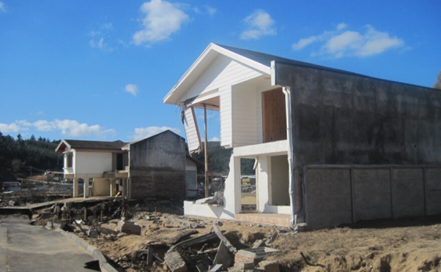 Tsunami damaged house in Dichato, Chile.