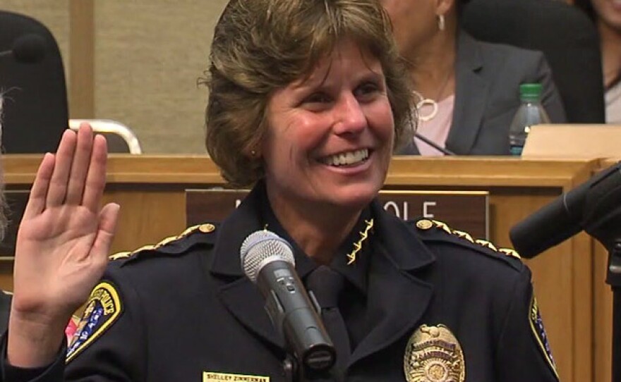 Shelley Zimmerman is sworn in as the chief of San Diego police department.