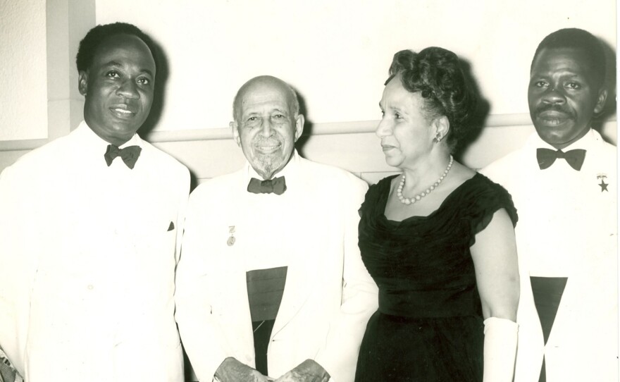 W.E.B. Du Bois and Shirley Graham Du Bois at reception following inauguration of President Kwame Nkrumah.