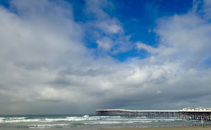 Clouds hover over Crystal Pier in Pacific Beach, Jan. 4, 2016.
