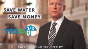 A screen shot from one of Gov. Jerry Brown's ads promoting Propositions 1 and 2.