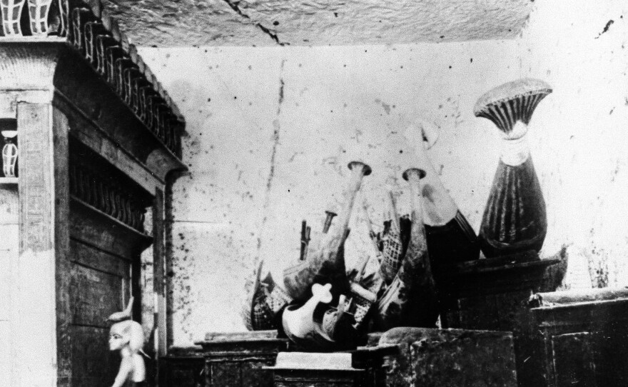 Some of the treasures inside the tomb of King Tut in Luxor, Egypt, in 1923.