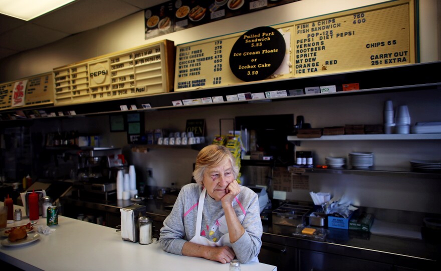Jean Harlan, Rich's mother, also works in the restaurant. Rich's great-aunt and -uncle came from Greece and started the restaurant in Detroit in 1921.