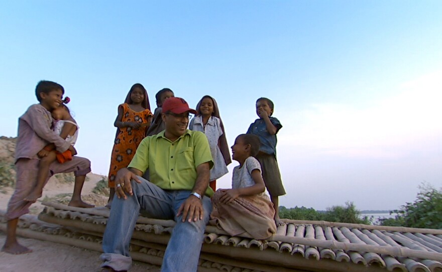 Amlan Ganguly and the children.