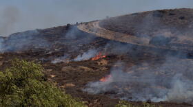 Flames from the Sorrento Fire are shown on June 8, 2026.
