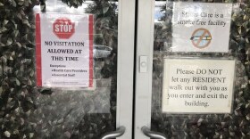 Signs in front of the Stellar Care senior living facility limiting guests during the COVID-19 pandemic, March 26, 2020.