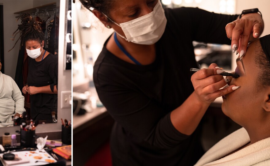 Latonia Moore gets ready for the dress rehearsal of Il Trovatore on Oct. 19, 2022.
