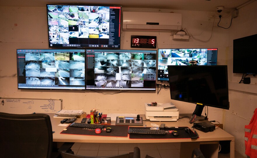 The "war room" headquarters of the security squad of the community of Rishpon, in central Israel.