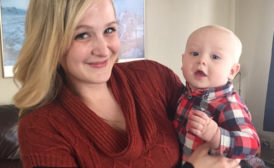Kelsey Kurtinitis met her husband, Joel, working for Ron Paul's campaign in 2012. They now have a son, Judah, seen with Kelsey in their home in Perry, Iowa. The couple now supports Sen. Ted Cruz.