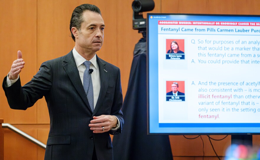 Summit County Prosecutor Brad Bloodworth presents the state's final arguments in court on Monday.