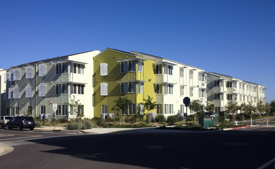 New energy-efficient dormitories at the University of California, Davis.